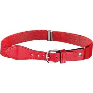 Hold’Em Baseball Belt Boys Leather Closure Elastic Adjustable Strap - Red